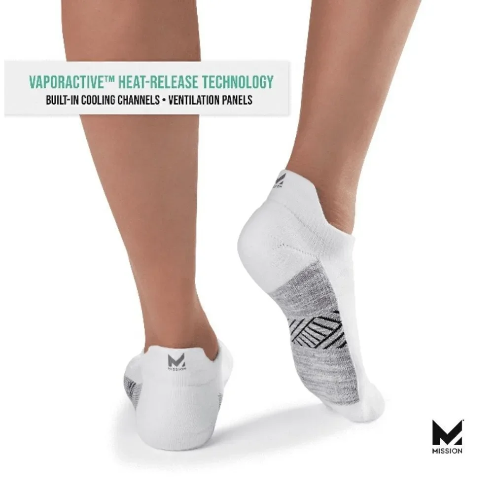 MISSION Unisex Performance Heel Tab, Medium, Black 2,  2-Packs Size L